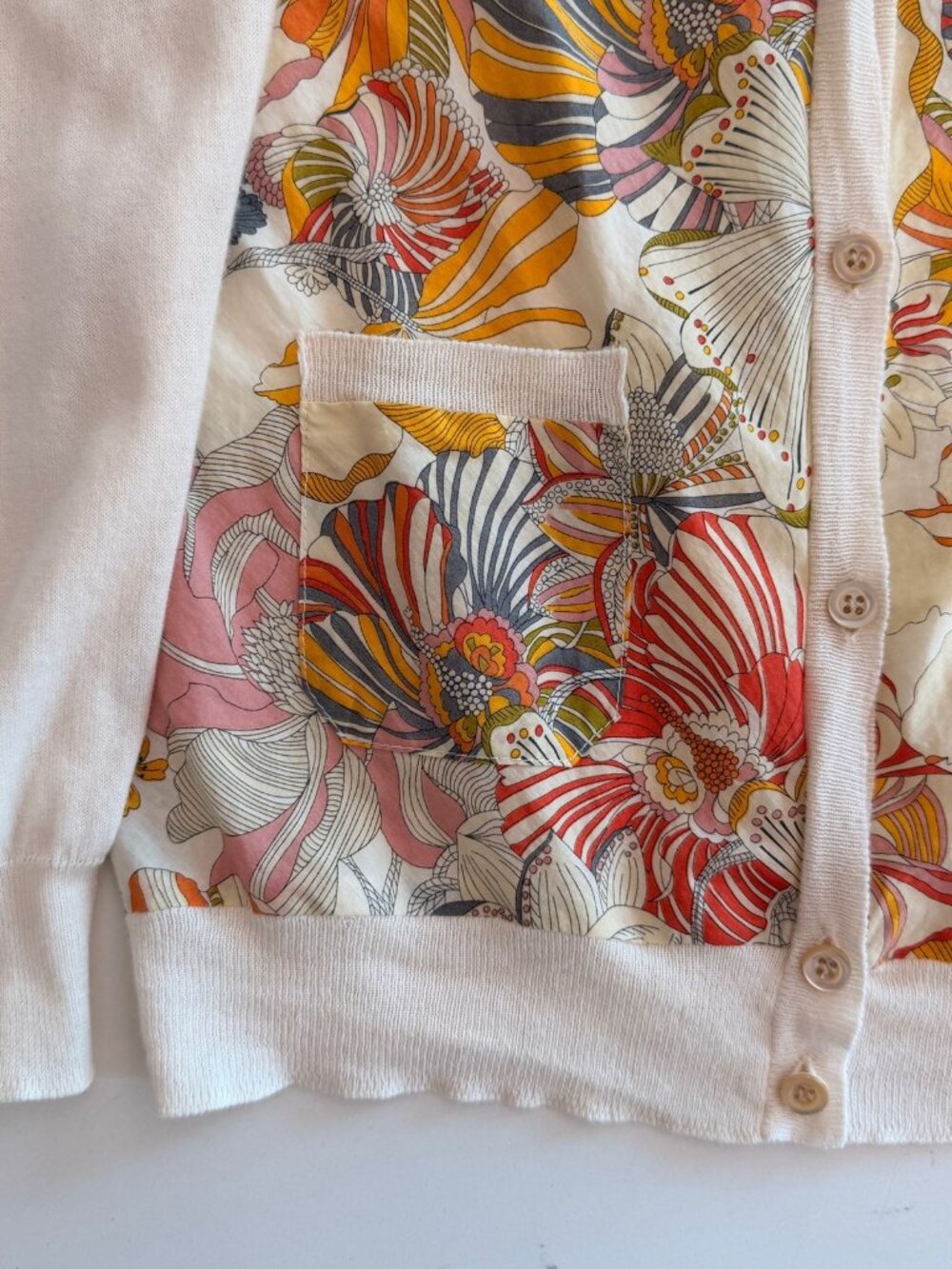 J.Crew Floral Cardigan Sweater Small Cottagecore Boho Lightweight Button Front - Picture 3 of 4